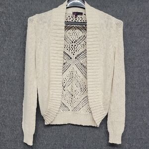 T/O Swesters Women's Cream Open Front Knit Cardigan Sweater